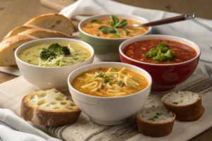 Panera Soups . Chicken Noodle Soup,French Onion Soup,Broccoli Cheddar Soup,Creamy Tomato Soup 