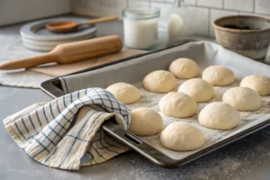 Proofing shaped dough balls for sourdough hamburger buns