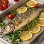 Branzino Recipe Roasted branzino with lemon and herbs.