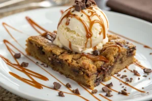 Brookie with vanilla ice cream